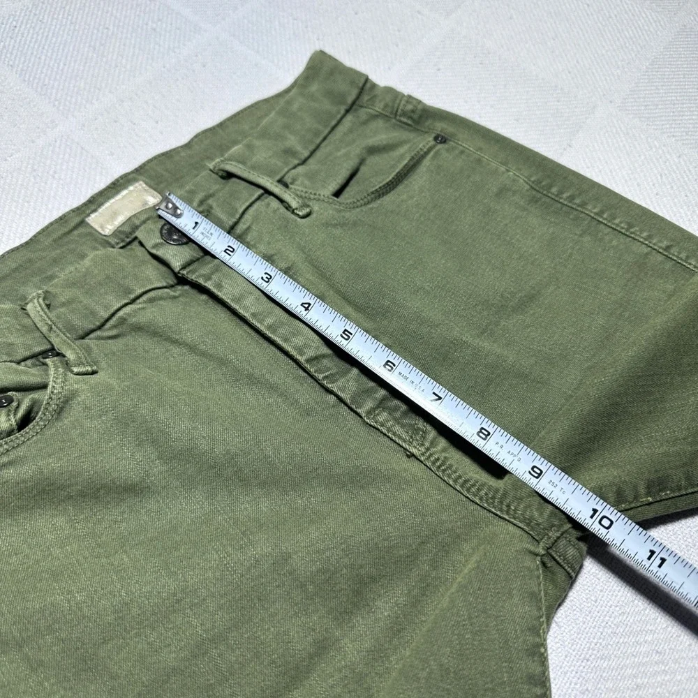 Mother High Waisted Looker Ankle Fray Jeans Womens 28 Stretch Military Green